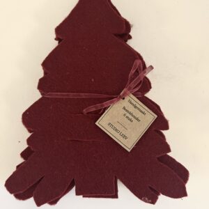LEEV Handmade Kerstboom bestekhouder bordeaux rood 6 stuks
