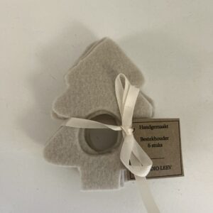 LEEV Handmade vilten kerstservetring grijs 6 stuks