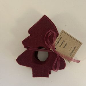 LEEV Handmade vilten kerstservetring bordeaux rood 6 stuks